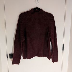 ONLY Burgundy Mock Neck Wool Blend Sweater